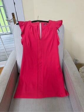 Vince Camuto Hot Pink Ruffle Cap-Sleeve Mini Dress